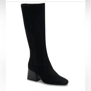 NWT BLONDO Women's Black Knee-High Block Heel Boots zip 6 suede waterproof New